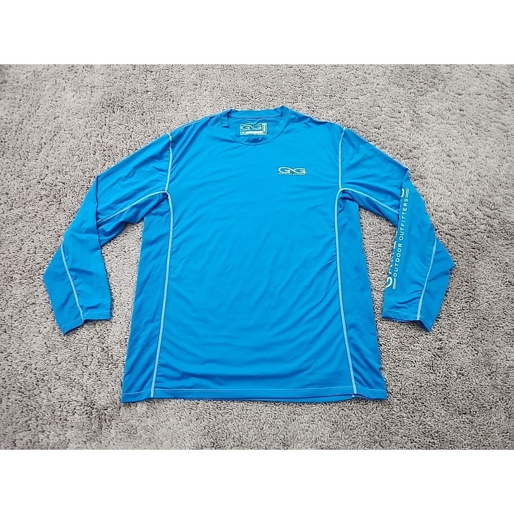 GameGuard Performance Shirt Mens L Blue Good Long Sleeve Fishing UV Protection